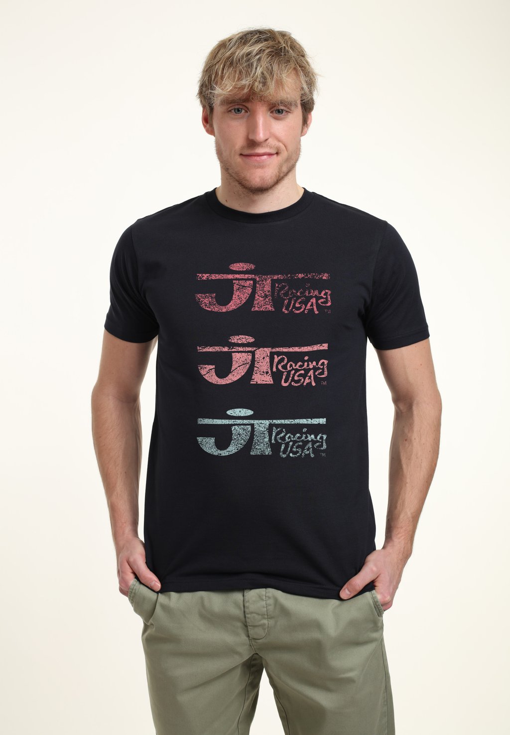 

Футболка с принтом JT RACING FADED TRIO OF LOGOS Henry Tiger, темно-синий