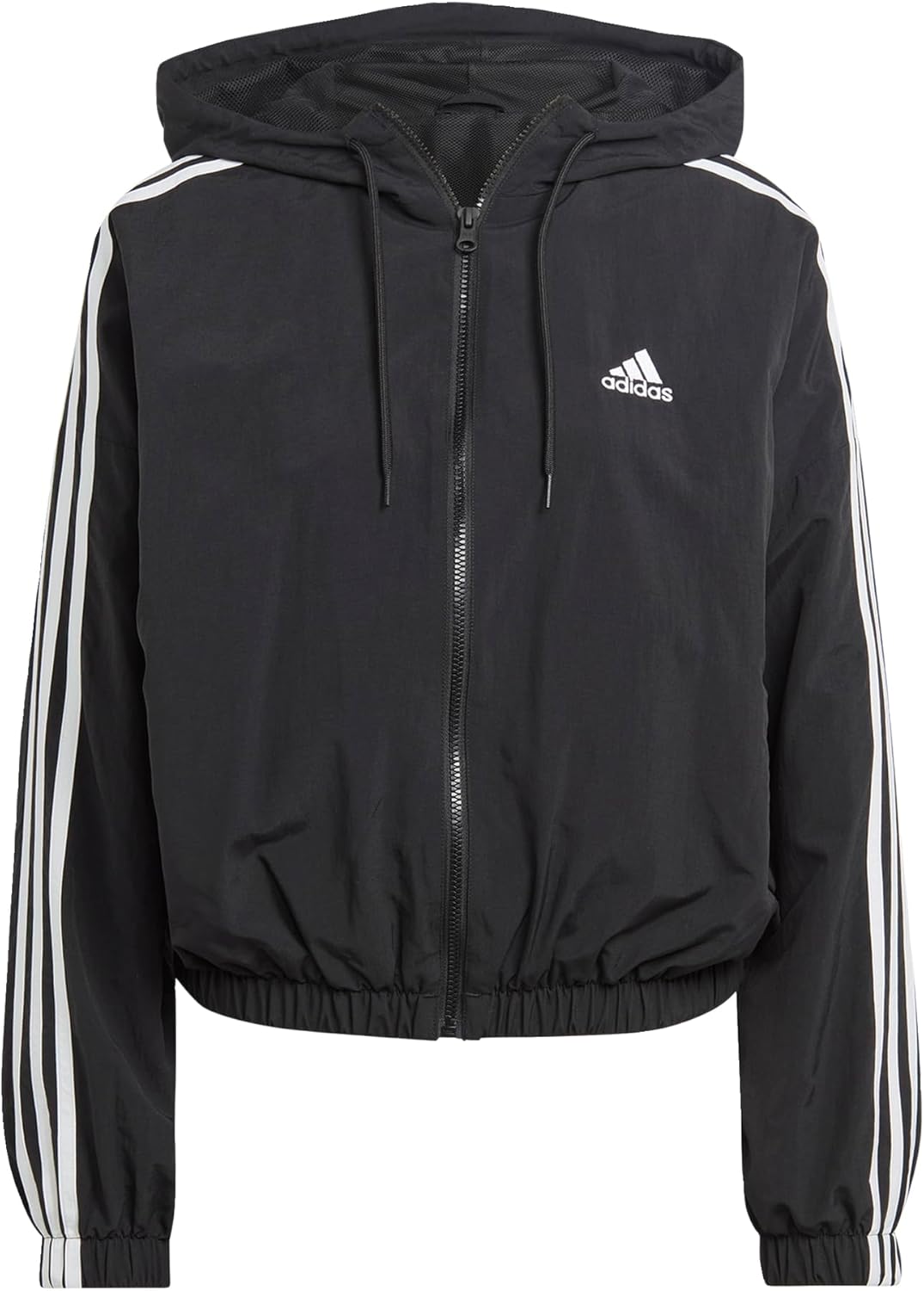 

adidas Женская классическая ветровка Essentials с тремя полосками, Black/White