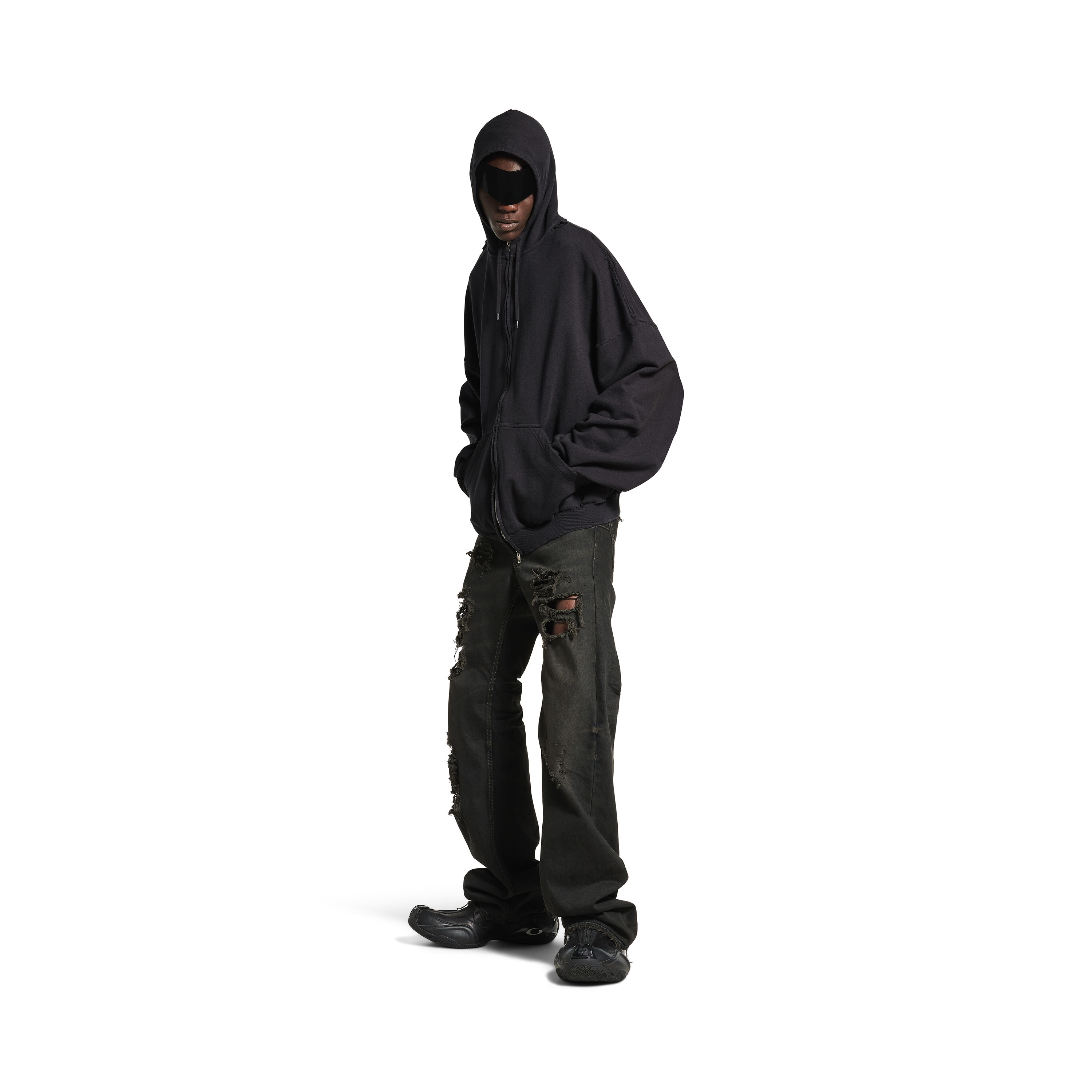 

Толстовка с капюшоном на молнии с логотипом Security Tape BALENCIAGA, красный/черный