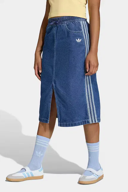 Юбка джинсовая с эффектом потертости Adidas Originals, синий — фото 2