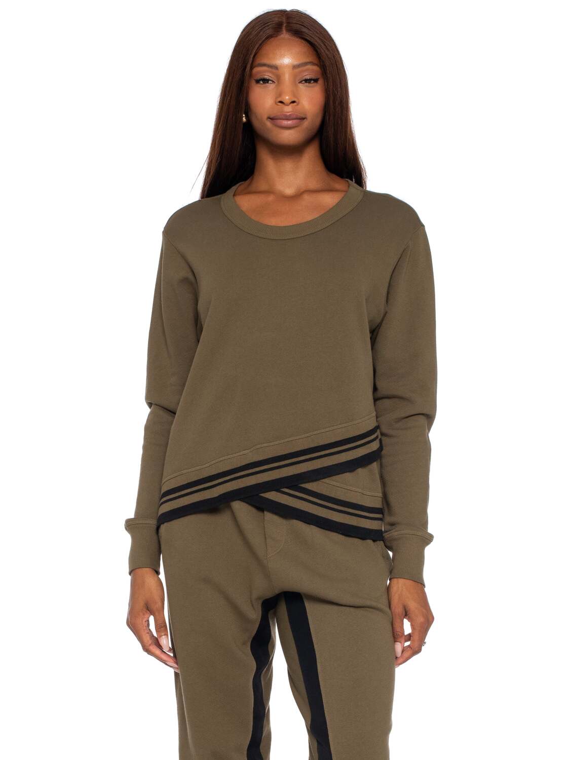 

Свитшот Crew с полосатой отделкой Wilt, оливковый