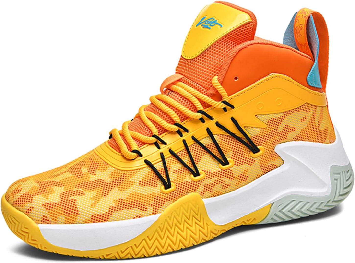 

Мужские баскетбольные кроссовки с высокой шнуровкой, противоскользящие, амортизирующие, дышащие, с сетчатым верхом, легкие, повседневные спортивные кроссовки для занятий на улице Qaoterod, оранжевый