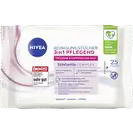 

3 в 1 Ухаживающие очищающие салфетки для сухой кожи Nivea