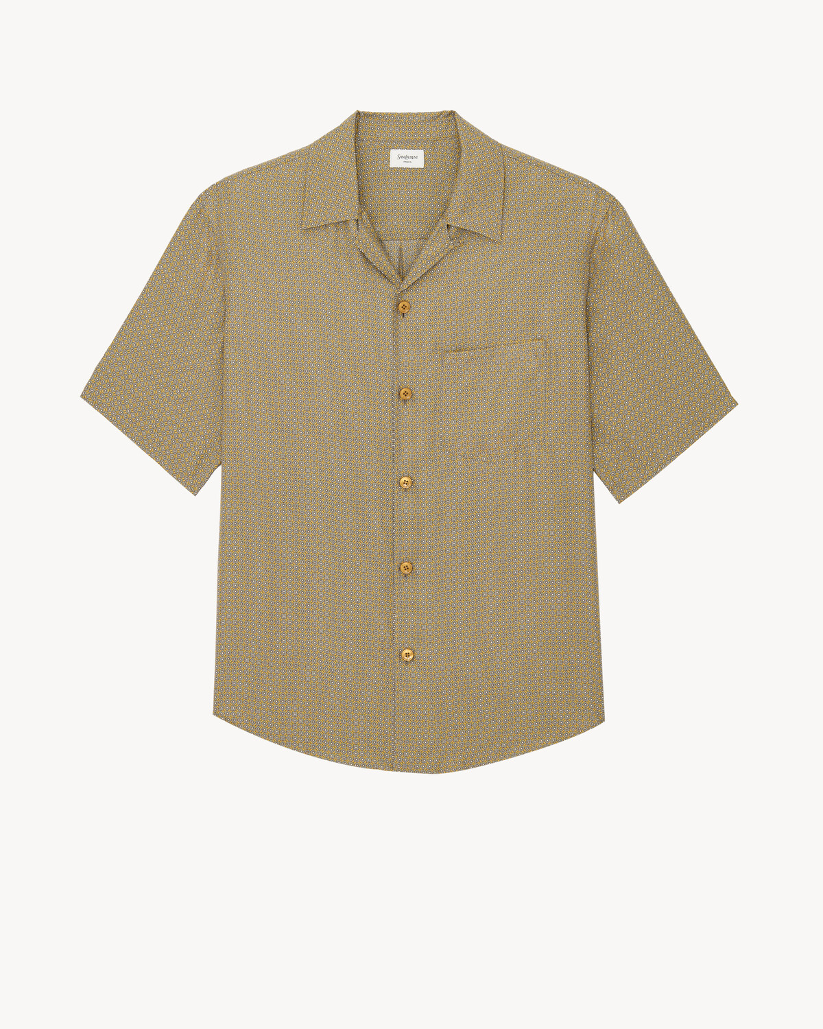 

Рубашка из шелкового атласа с геометрическим узором SAINT LAURENT, желтый