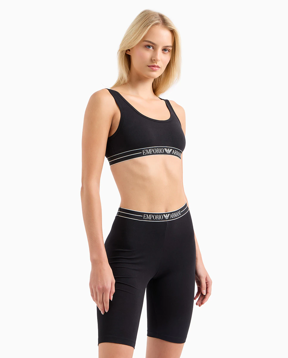

Короткие хлопковые леггинсы Emporio Armani, черный