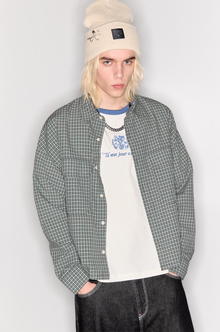 

Укороченная рубашка в клетку Pull And Bear, зеленый
