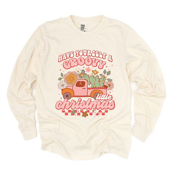 

Футболка с длинным рукавом Groovy little christmas truck Simply Sage Market, Ivory