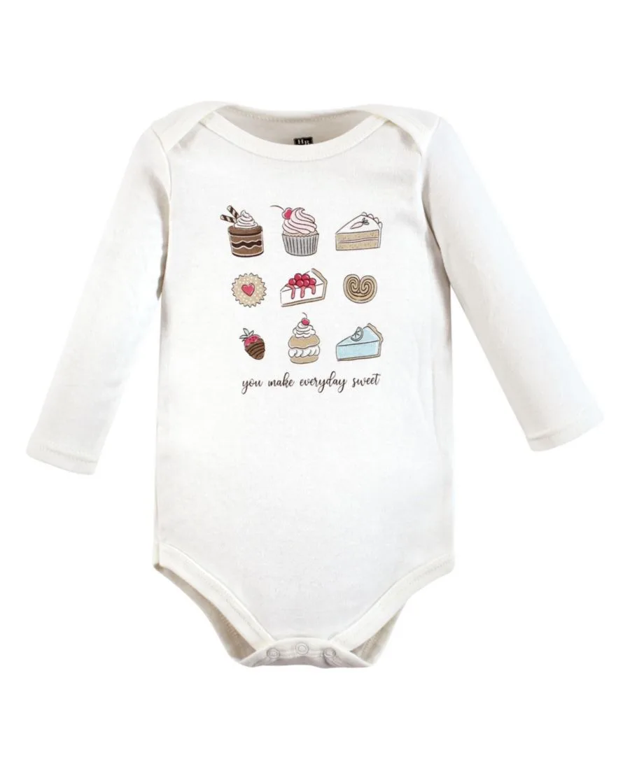 Hudson Baby Хлопковые боди с длинными рукавами, комплект из 3 штук, с принтом цвета корицы — фото 2