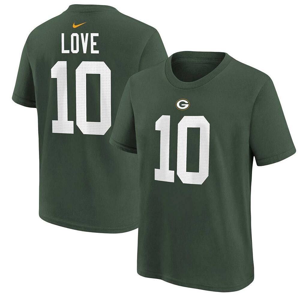 Молодежная футболка Nike Jordan Love Green Green Bay Packers с именем и номером игрока, цвет Pkr Green — фото 2