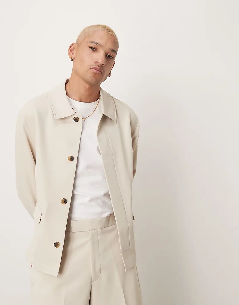 

Элегантная куртка-харрингтон ASOS DESIGN из саржи цвета песочного камня, Бежевый, Элегантная куртка-харрингтон ASOS DESIGN из саржи цвета песочного камня