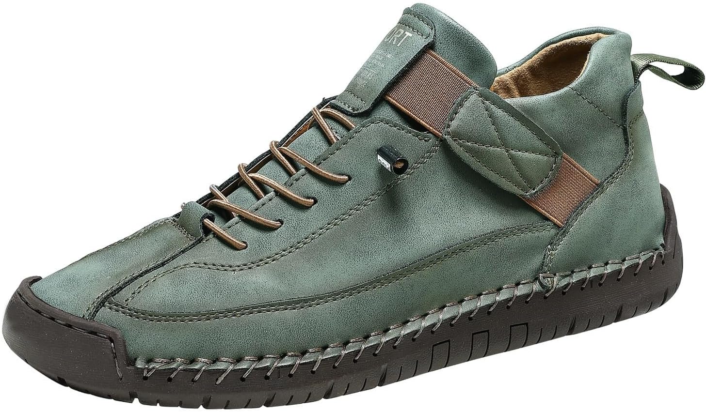 

Мужские повседневные кожаные модные кроссовки, ботинки средней высоты, туфли для прогулок и вождения, ботинки типа чукка до щиколотки, легкие лоферы Generic, темно-зеленый