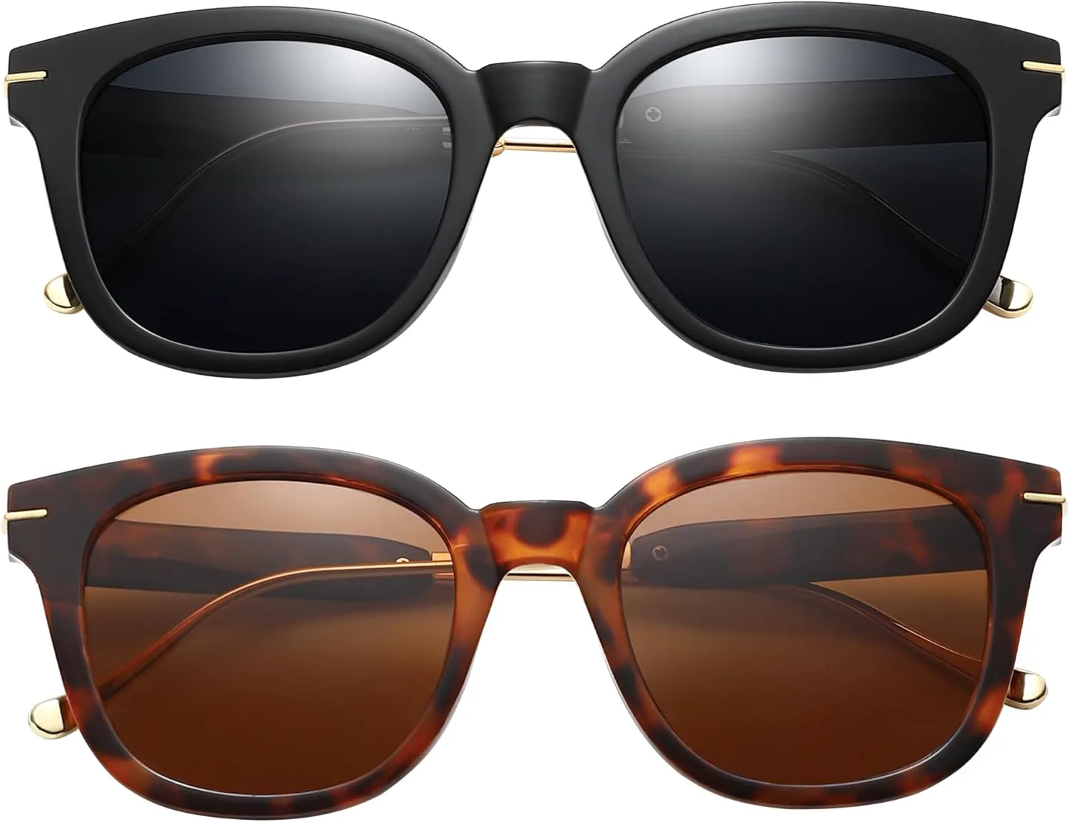 

Ретро поляризованные солнцезащитные очки для женщин и мужчин с защитой от УФ-излучения. Стильные очки для женщин и мужчин KSSESSE, Shiny Black/Demi Brown