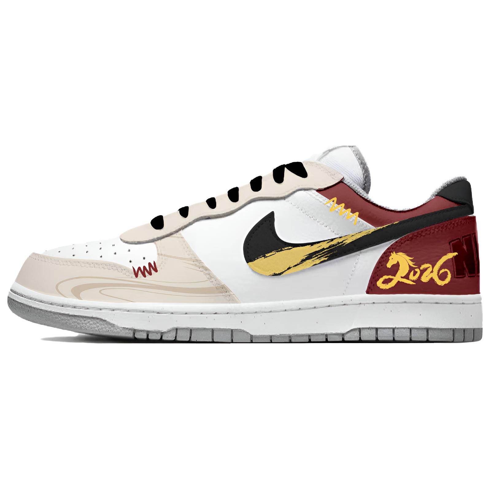 

Nike Кроссовки для скейтбординга Big Crimson Gold Shadow, устойчивые к истиранию, легкие и дышащие, низкие, мужские, красные