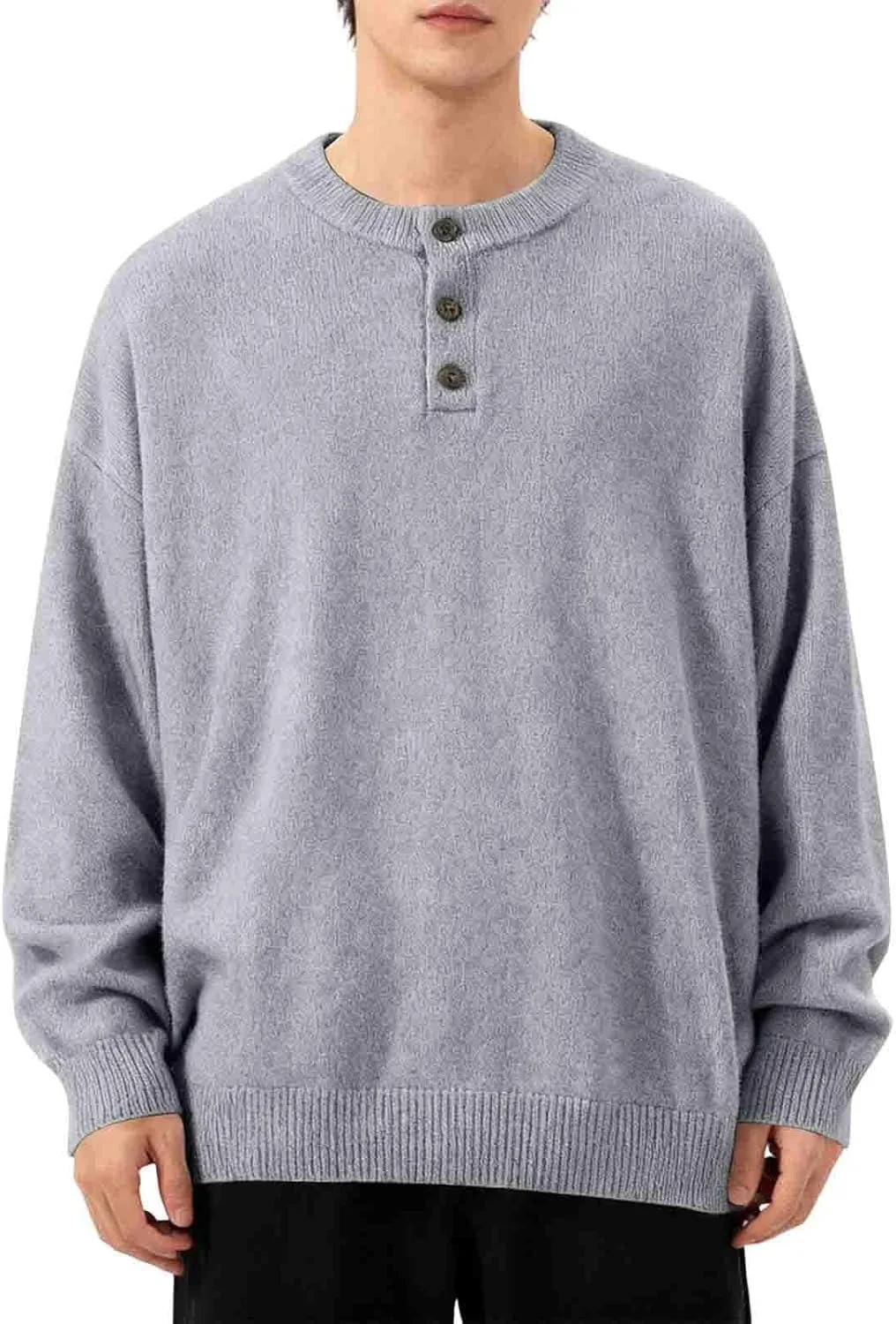 

Мужской свитер хенли с длинным рукавом и четвертной застежкой