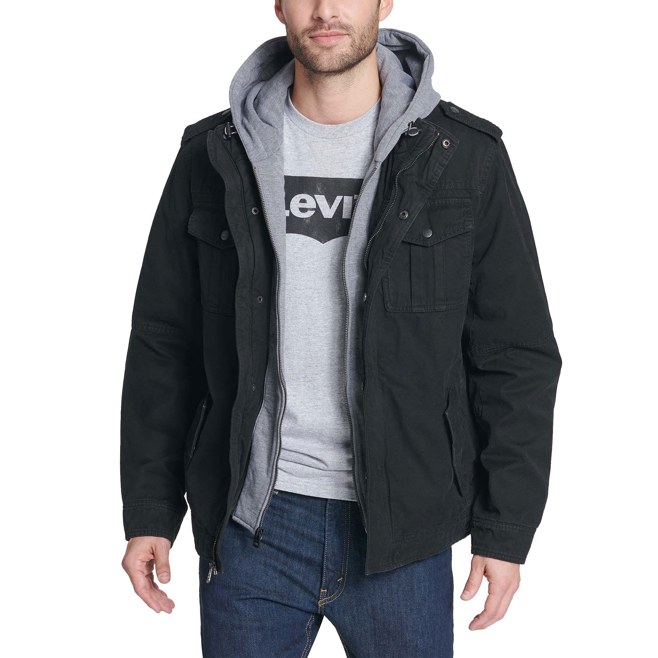 

Худи Levi's Two-Pocket Hoodie With Zip Out Jersey Bib/Hood And Sherpa Lining, Black 1See Less