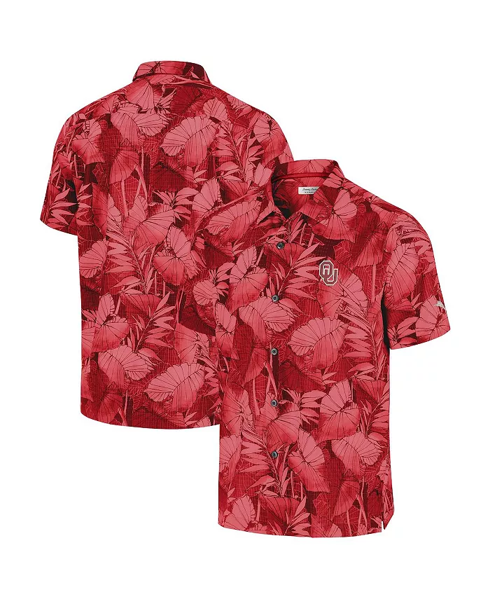 

Мужская рубашка на пуговицах Oklahoma Sooners Coast Nuevo Fronds цвета малиновый Tommy Bahama