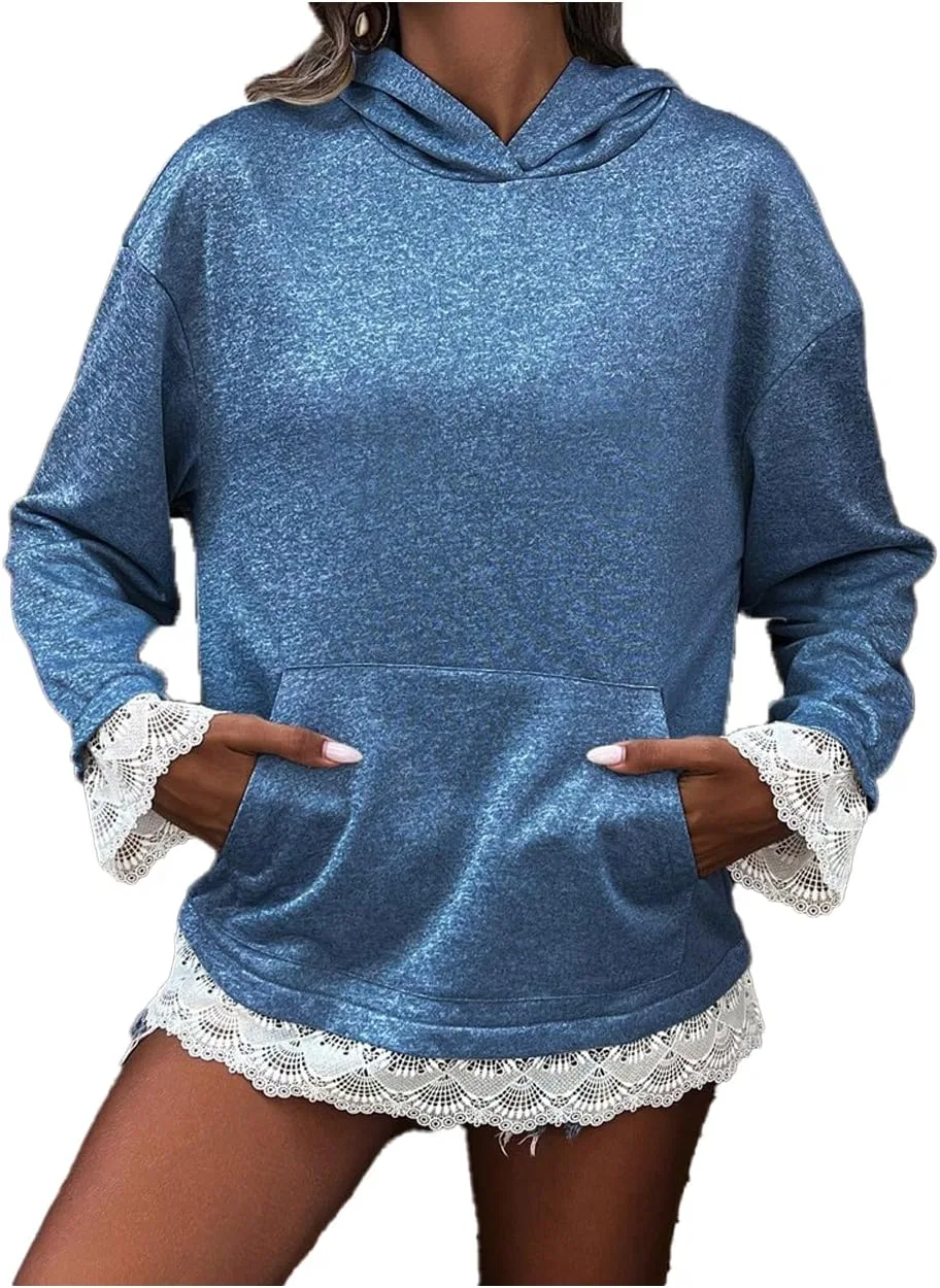 Худи женское с кружевом, Generic, Royal Blue