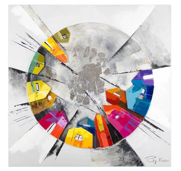 

Картина KUNSTLOFT gemalt Kunterbuntes Großstadtflair цвет multicolor/silber