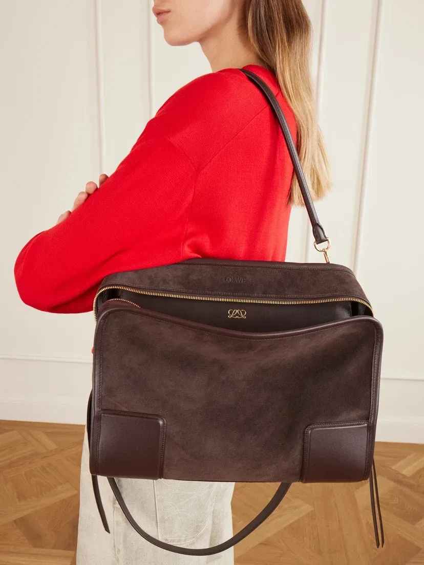 Сумка-тоут Amazona из замши с кожаной отделкой LOEWE, коричневый — фото 3