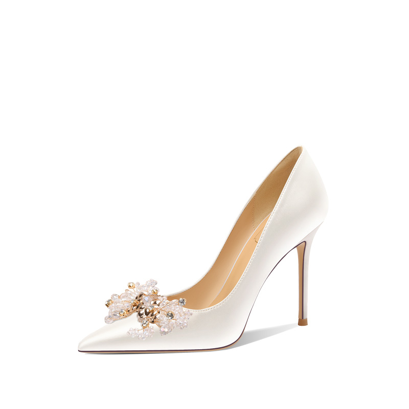 Тонкие каблуки Женские белые LOLY, Белый цветущий магнолия 10 см — фото 2