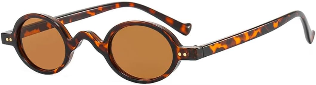 

Солнцезащитные очки с защитой UV400 | Овальные заклепки, панк, маленькая оправа | для женщин и мужчин, для занятий спортом на открытом воздухе и вождения DSVIGF, Leopard Brown