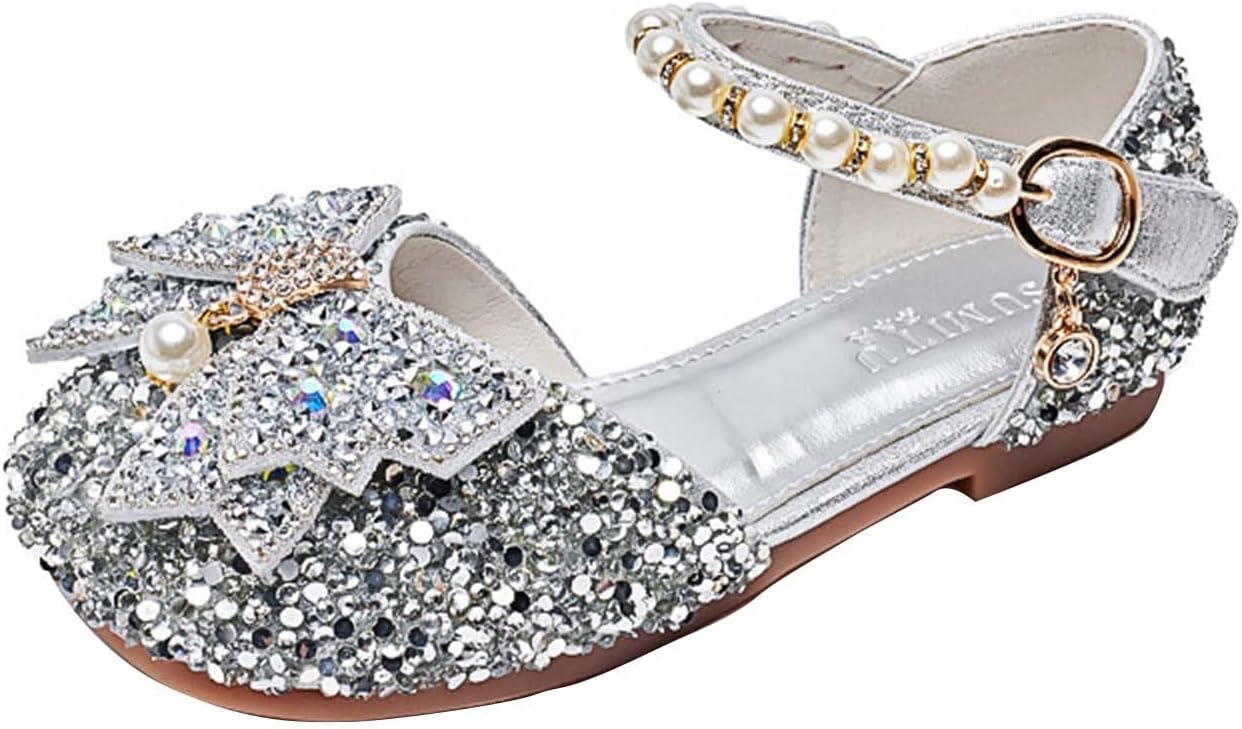 

Детские блестящие туфли с кристаллами для принцесс, балетки с платьем, туфли для свадьбы и вечеринки, ботинки для подружек невесты Generic, Silver