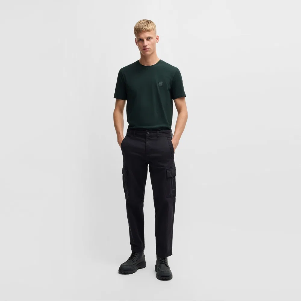 Мужская футболка Regular Fit из хлопкового джерси с логотипом открытого зелёного цвета от Boss — фото 2