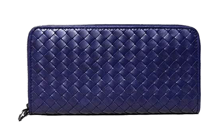 Кожаный кошелек унисекс синий Bottega Veneta — фото 2