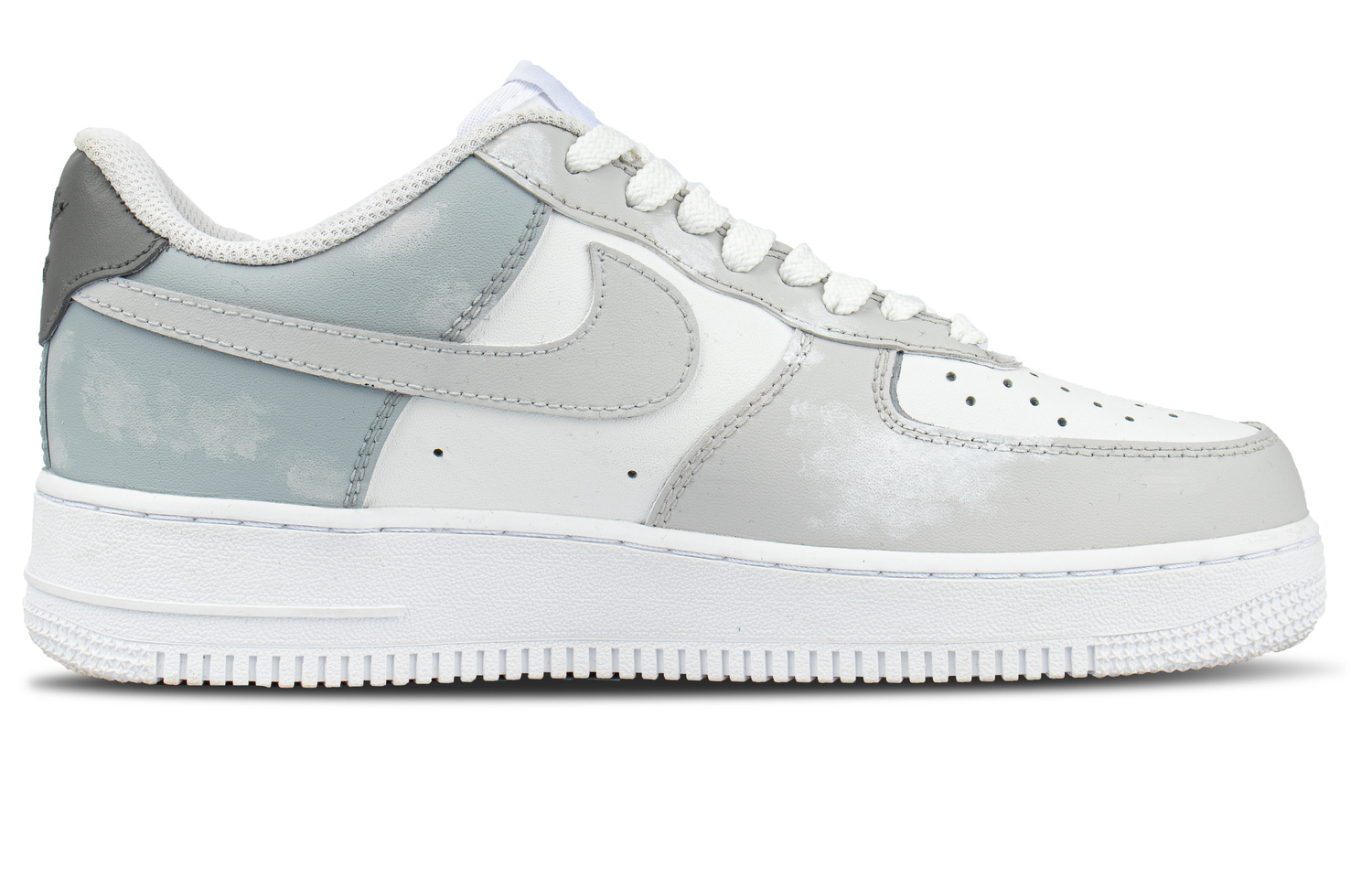 Nike Женские кожаные низкие скейтбордистские кроссовки Air Force Leather Fresh, сине-белые — фото 4