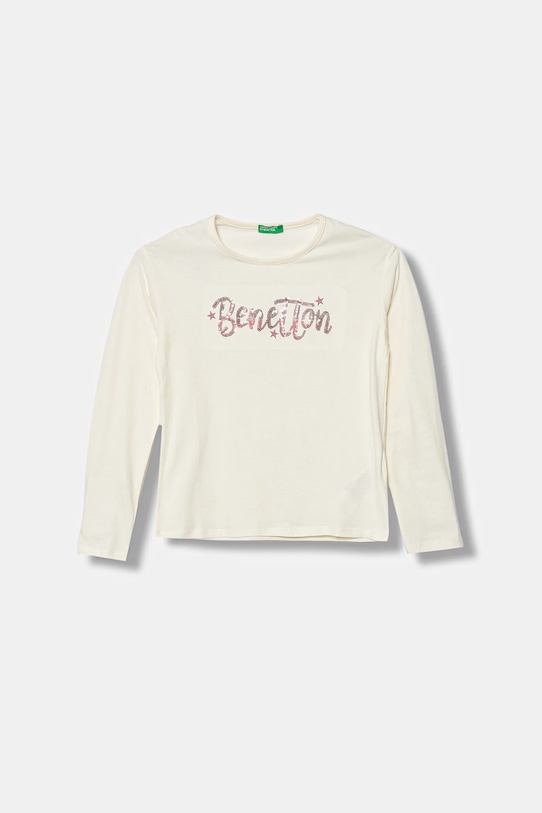 

Детская хлопковая кофта с длинным рукавом United Colors Of Benetton, бежевый