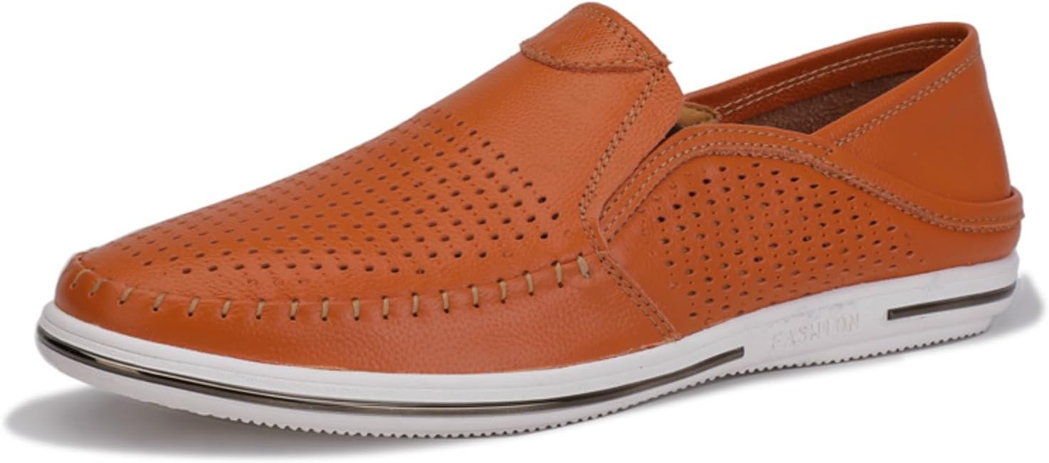 

Мужские натуральные кожаные лоферы- модные слип-он, повседневные и мягкие, идеально подходят для летних поездок и повседневной ношения Kpdwfms, светло-коричневый