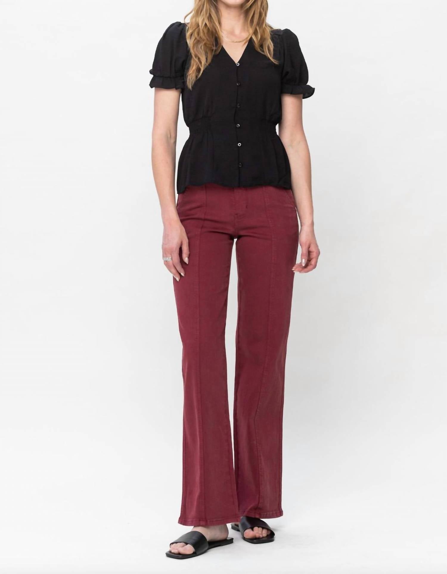 

Джинсы с передним швом бордового цвета Judy Blue