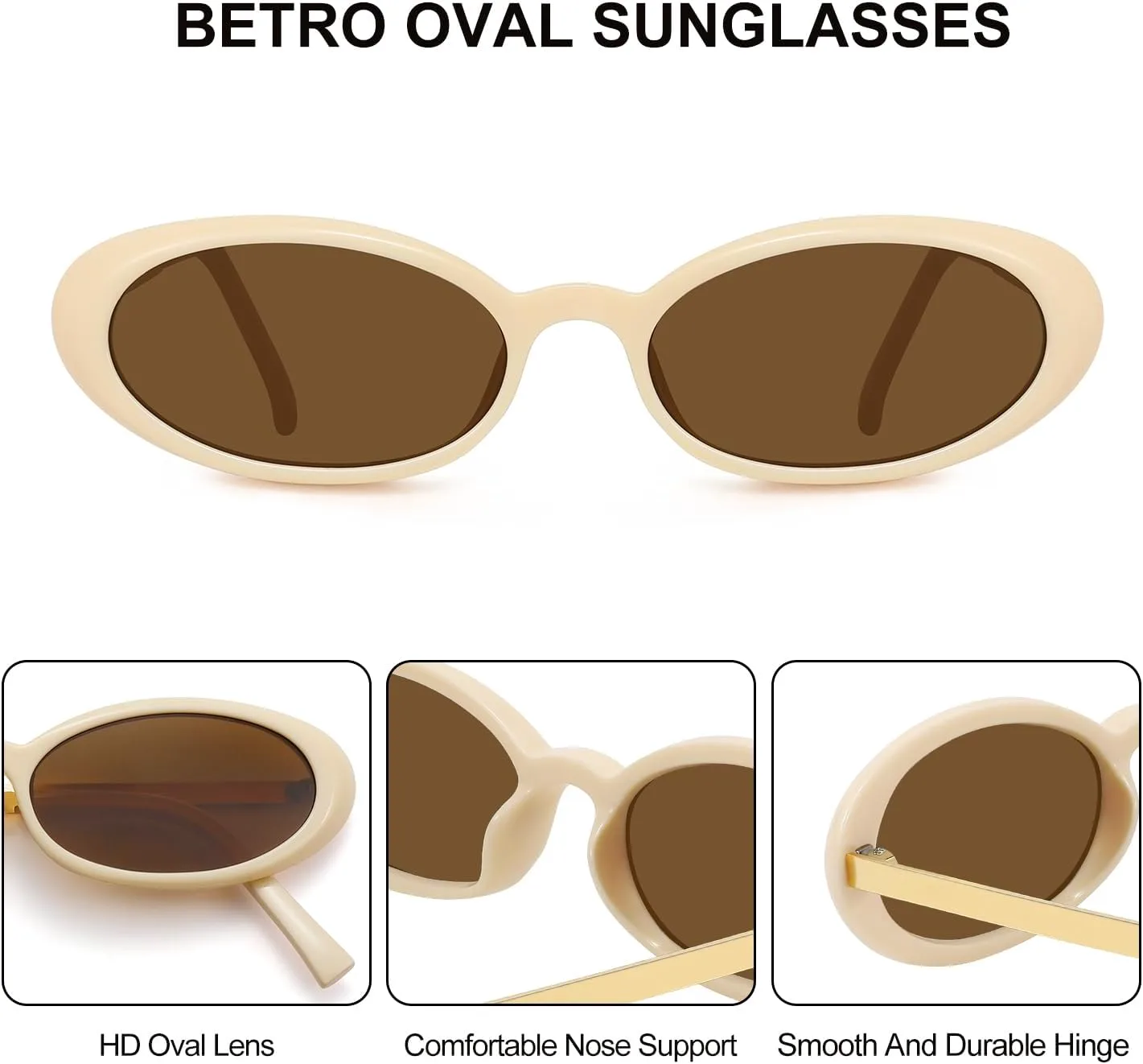 

Ретро-солнцезащитные очки овальной формы для женщин, модные винтажные очки в стиле 90-х и 2000-х, маленькие, узкие, с защитой от УФ-излучения Fozono, Lvory