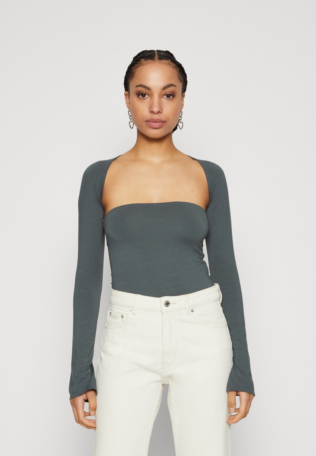 

Рубашка с длинным рукавом SOFT TOUCH SQUARE NECK Gina Tricot, цвет urban chic