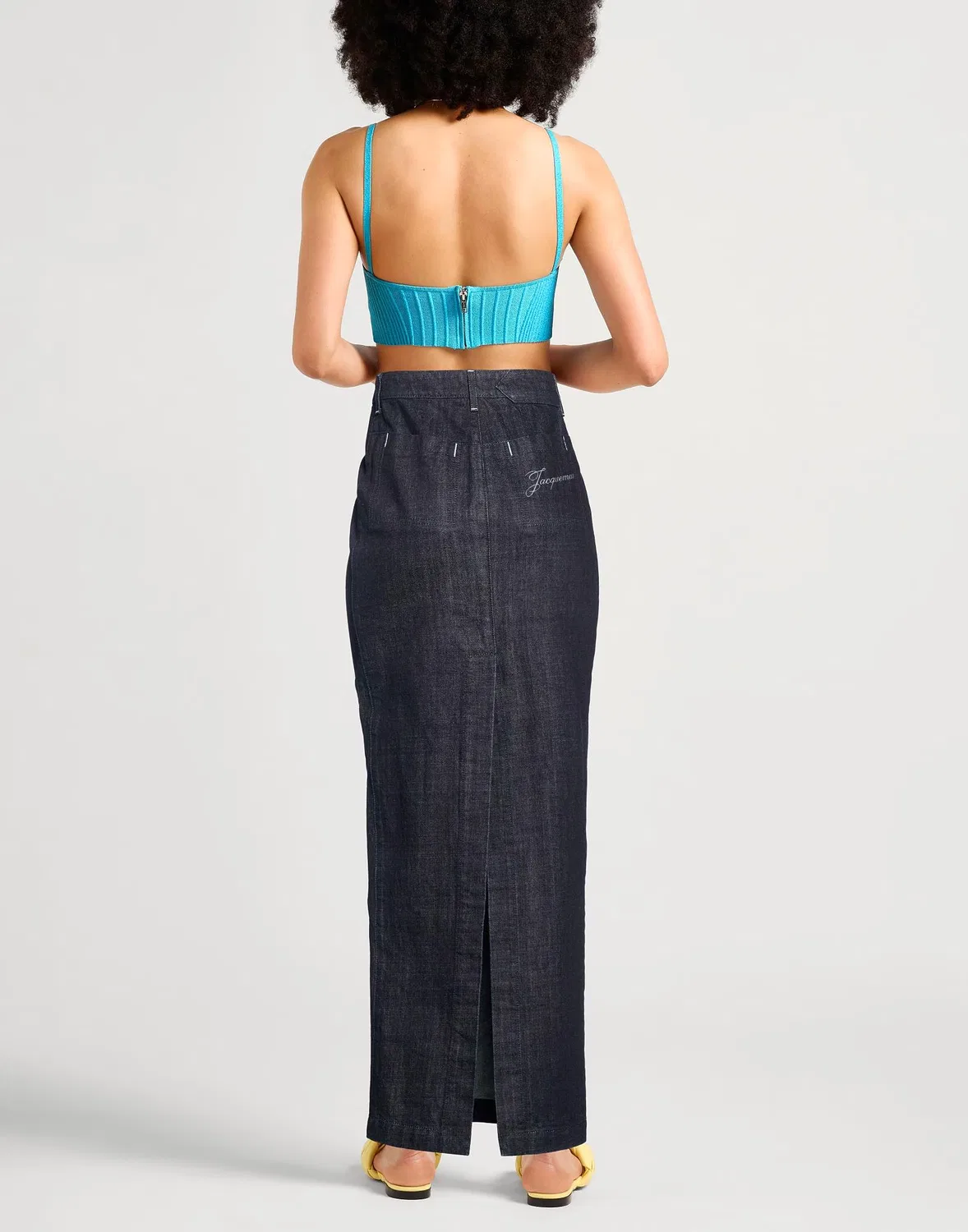Джинсовая юбка-карандаш JACQUEMUS синяя — фото 3