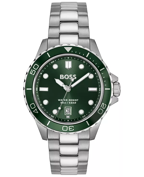 

Мужские спортивные кварцевые часы Troper Sport с базовым календарем из нержавеющей стали, 42 мм Hugo Boss, silver-tone