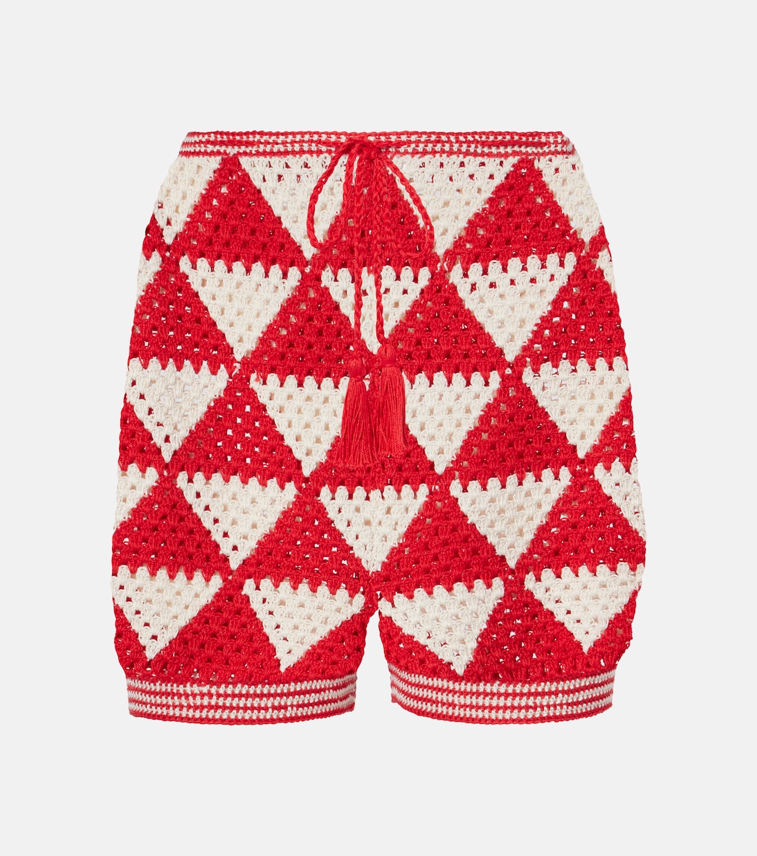 

Шорты хлопковые с высокой посадкой Malia crochet Anna Kosturova, Cream Red Triangle