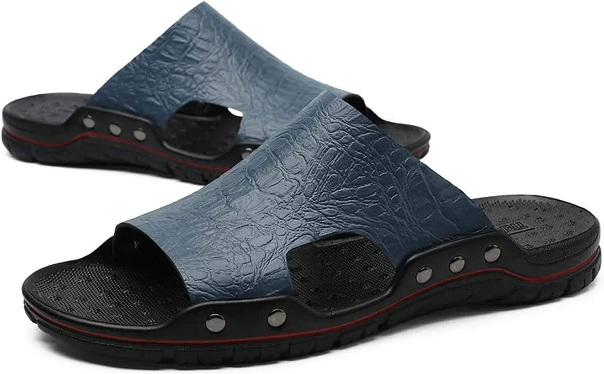 

Мужские шлепанцы GSIGUL, кожаные сандалии для мужчин, летние повседневные водонепроницаемые сандалии для прогулок на улице, пляжа и путешествий, синий