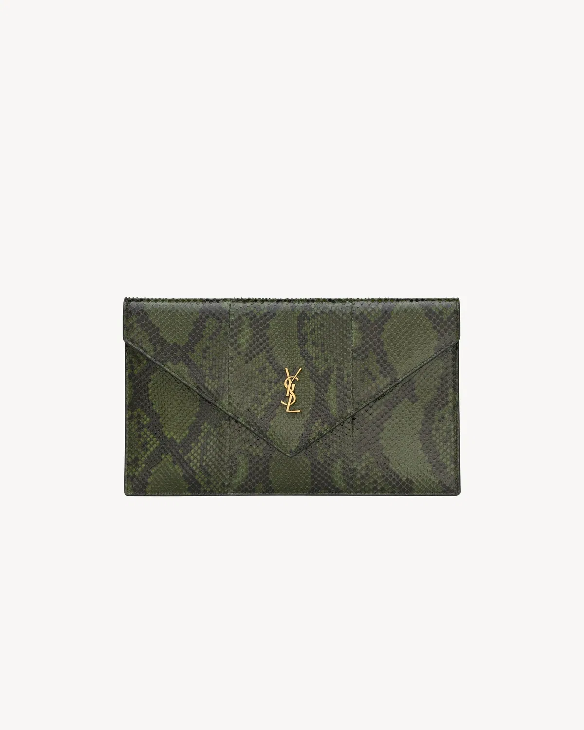 Клатч PARIS из питона SAINT LAURENT, зеленый