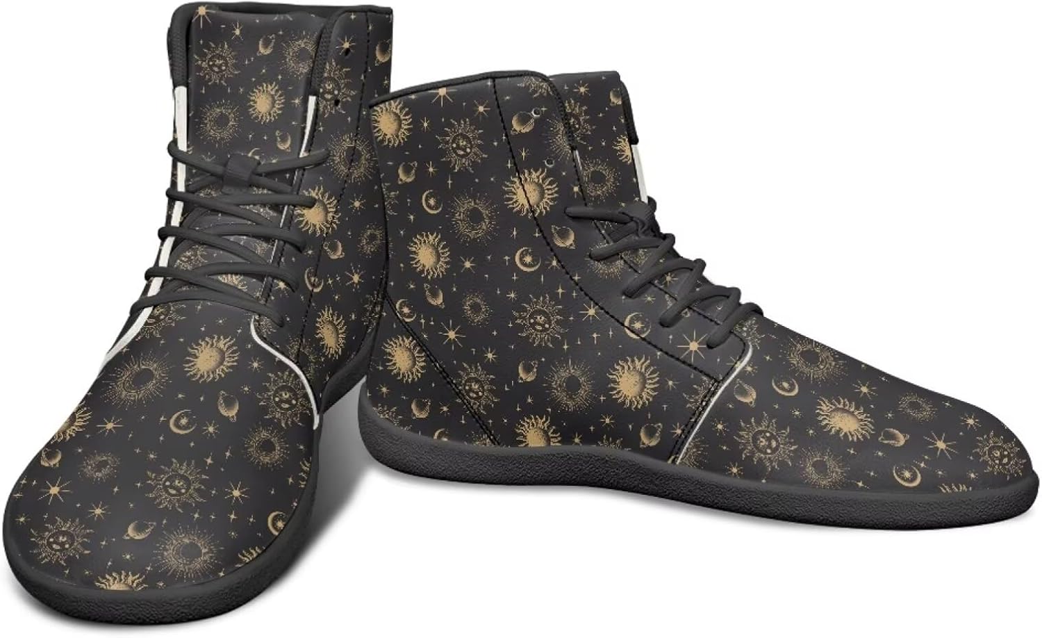 

Высокие минималистичные кроссовки для мужчин с рисунком «Звездное небо», с нулевым перепадом высоты подошвы, легкие, для бега и ходьбы Watdotory, Sun Stars Planets Design