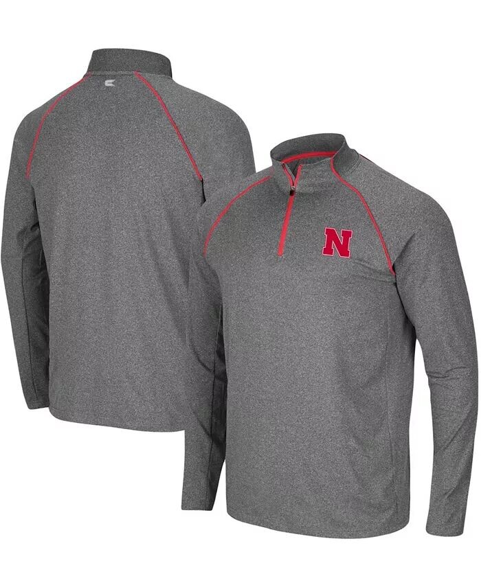 

Мужская темно-серая куртка Nebraska Huskers Robert Raglan с молнией четверть Colosseum