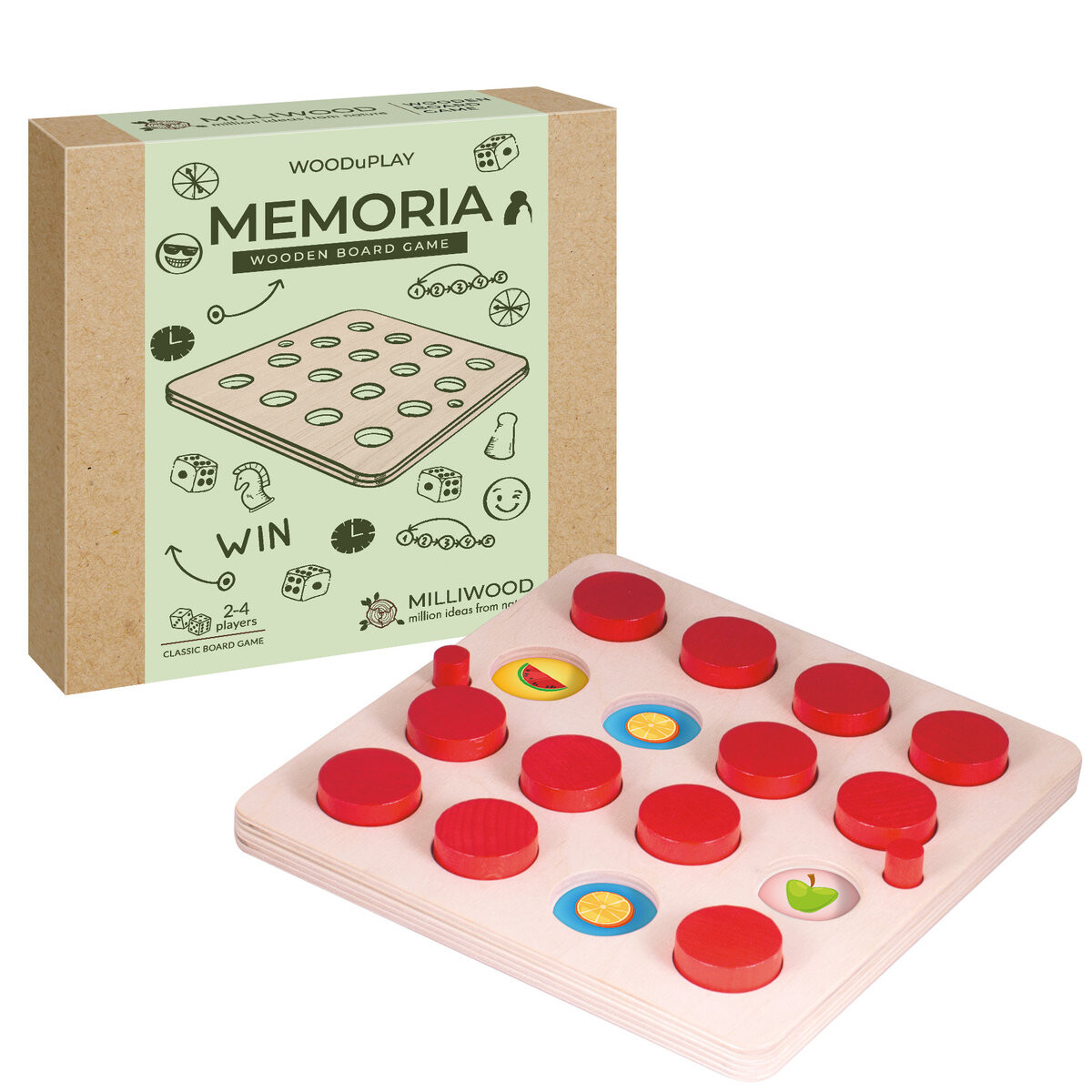 

Деревянная память Память, игра для детского праздника, Milliwood WOODuPLAY