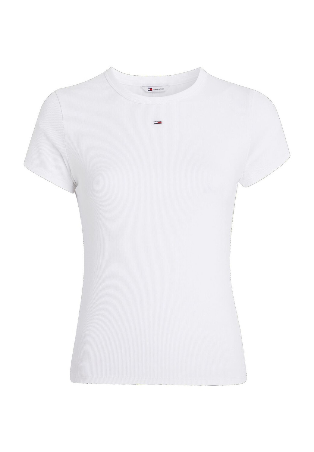 

Приталенная футболка с вышивкой логотипа для женщин TOMMY Jeans, цвет Ybr White