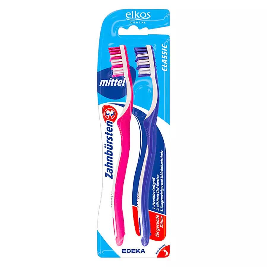

Elkos Dental, Зубная щетка, Medium Mittel, 2 шт.