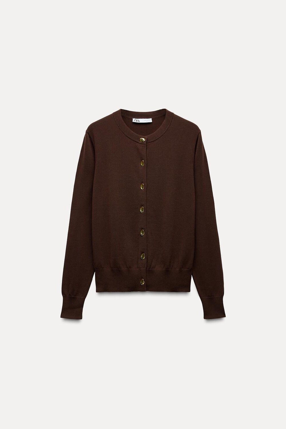 

Однотяжной кардиган с золотыми пуговицами ZARA, коричневый