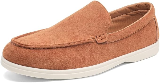 

Мужские повседневные замшевые лоферы, мокасины-слипоны типа «корабельные туфли» в темно-синем, коричневом и сером цветах с белой подошвой, легкие дышащие мокасины для повседневной носки Generic