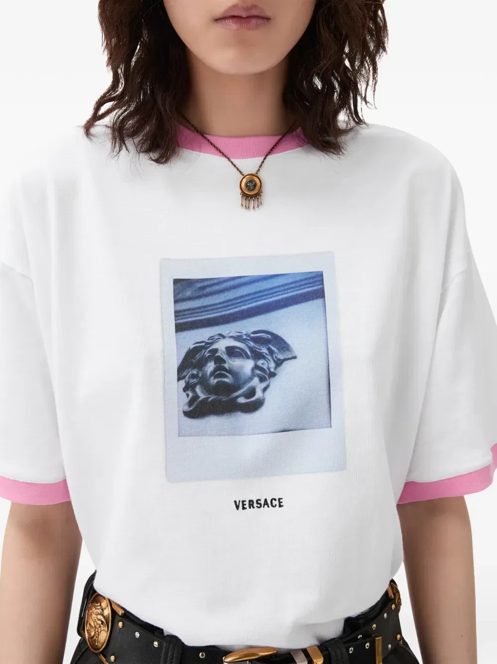 Футболка из джерси с принтом VERSACE, белый — фото 4
