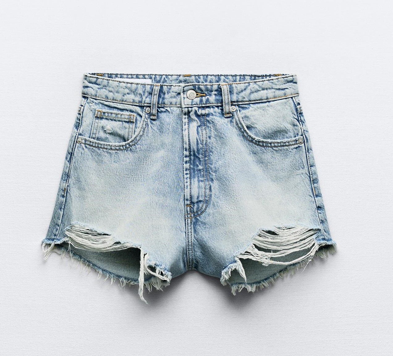 

Шорты Zara Trf High-waist Denim Ripped, голубой