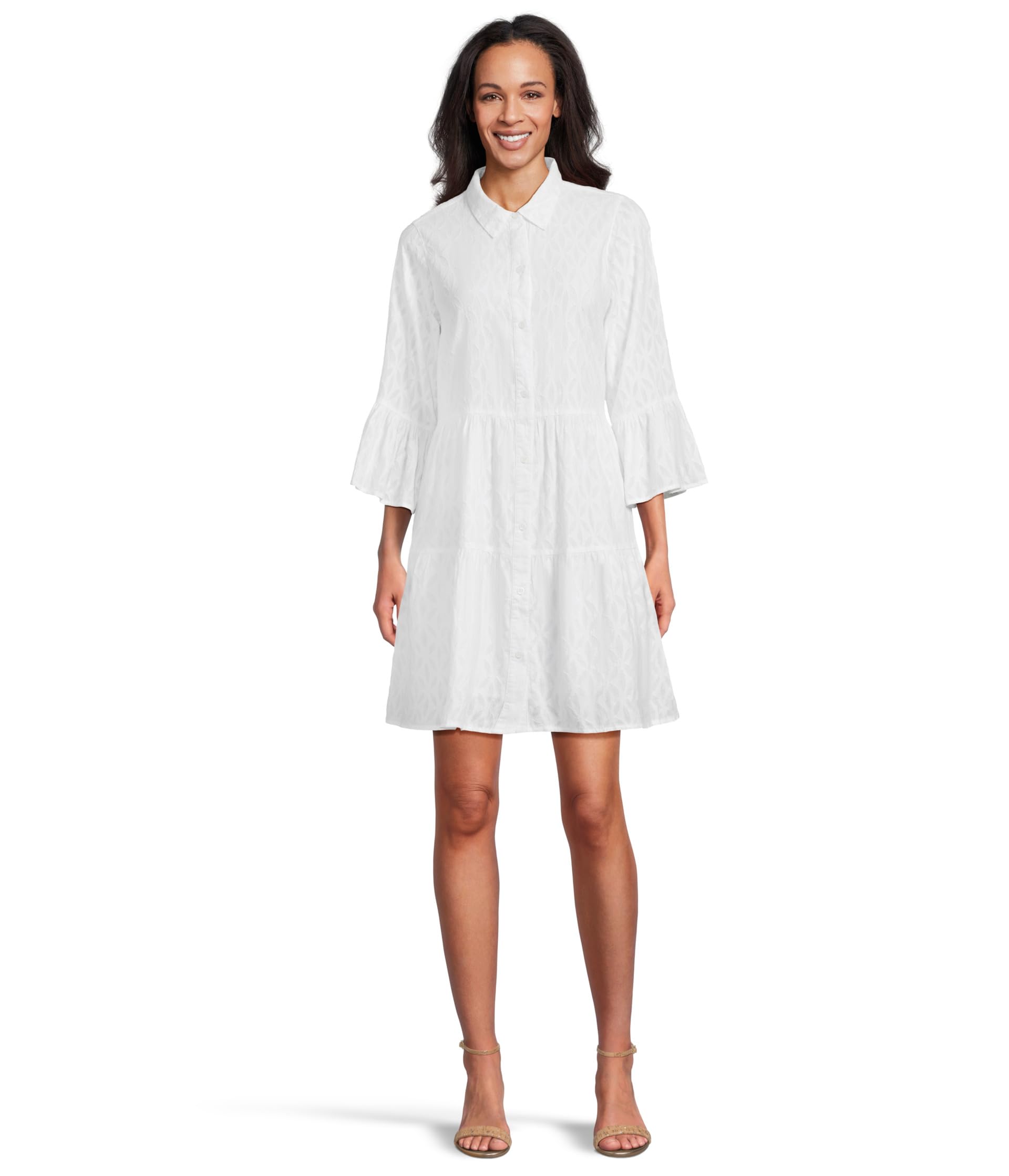 

Платье Tommy Bahama Cotton Clip Tiered Shirt Dress, белый