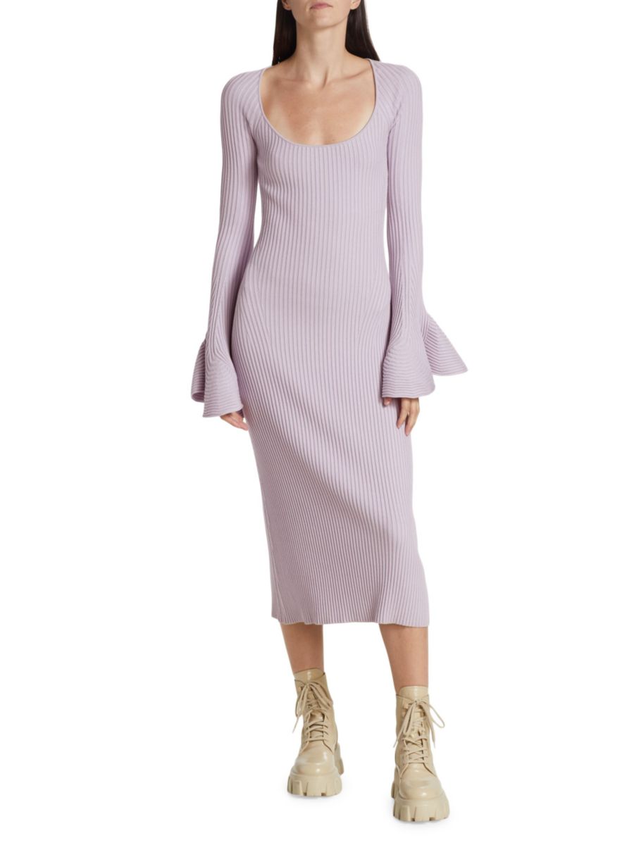 

Платье-свитер миди с рифленым узором в рубчик Proenza Schouler, цвет Lavender